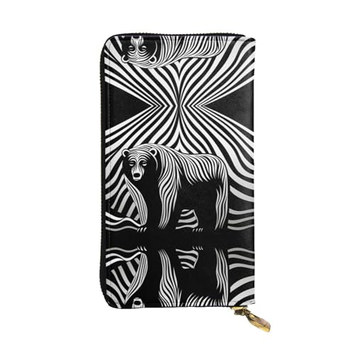 JKDGOJ The Blackened Bear Prints Damen Leder Lange Handheld Geldbörse Große Kapazität Kreditkarte Reißverschluss Tasche von JKDGOJ