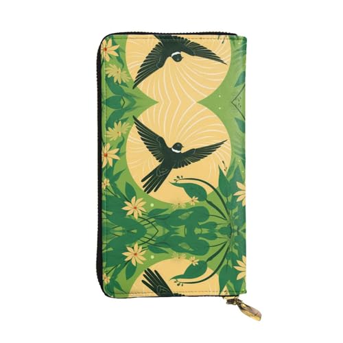 JKDGOJ The Flying Bird Prints Damen-Geldbörse aus Leder mit großem Fassungsvermögen, Kreditkartenfach mit Reißverschluss von JKDGOJ