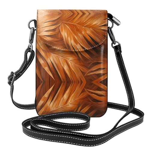 JKDGOJ Tiefgelbe Blätter-Drucke, Crossbody-Tasche, Handytasche, kleine Damen-Geldbörse, ein praktisches Geschenk zum Ausgehen, Trainieren und Einkaufen von JKDGOJ