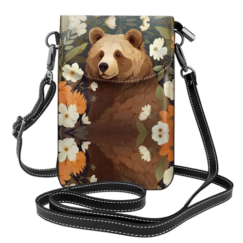 JKDGOJ Umhängetasche mit Blumenduft, Bären-Drucke, Umhängetasche, Handytasche, kleine Damenbrieftasche, ein praktisches Geschenk zum Ausgehen, Trainieren und Einkaufen von JKDGOJ