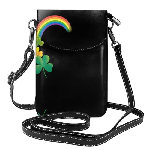 JKDGOJ Umhängetasche mit Regenbogen- und Kleeblatt-Motiv, Umhängetasche, Handytasche, kleine Damengeldbörse, ein praktisches Geschenk zum Ausgehen, Trainieren und Einkaufen von JKDGOJ