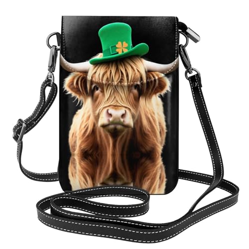 JKDGOJ Umhängetasche mit drei Blättern und Rindermotiven, Umhängetasche, Handytasche, kleine Damenbrieftasche, ein praktisches Geschenk zum Ausgehen, Trainieren und Einkaufen von JKDGOJ