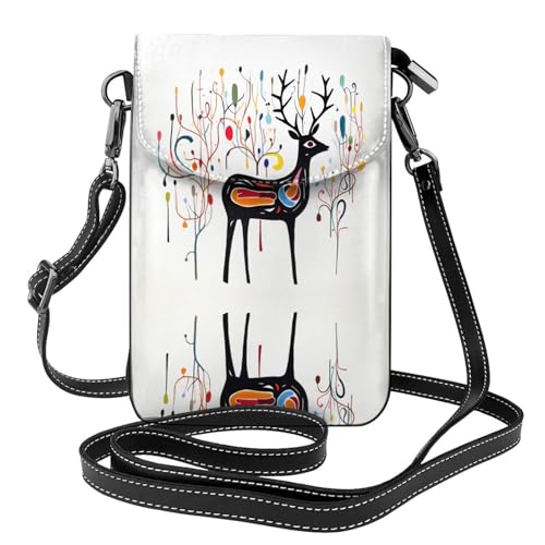 JKDGOJ Umhängetasche mit farbigem Hirschdruck, Handytasche, kleine Damengeldbörse, ein praktisches Geschenk zum Ausgehen, Trainieren und Einkaufen von JKDGOJ
