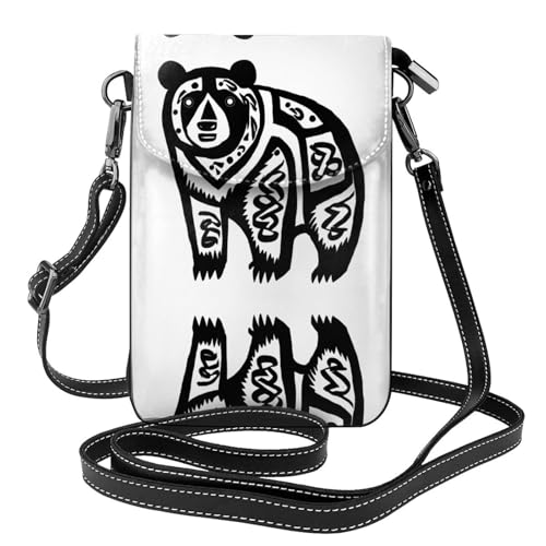 JKDGOJ Umhängetasche mit gestreiftem Bären-Aufdruck, Handytasche, kleine Damengeldbörse, ein praktisches Geschenk zum Ausgehen, Trainieren und Einkaufen von JKDGOJ