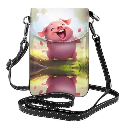 JKDGOJ Umhängetasche mit lustigem Schweinchen-Aufdruck, Handytasche, kleine Damengeldbörse, ein praktisches Geschenk zum Ausgehen, Trainieren und Einkaufen von JKDGOJ