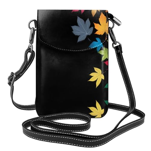 JKDGOJ Umhängetasche mit mehrfarbigen Ahornblättern, Handytasche, kleine Damen-Geldbörse, ein praktisches Geschenk zum Ausgehen, Trainieren und Einkaufen von JKDGOJ