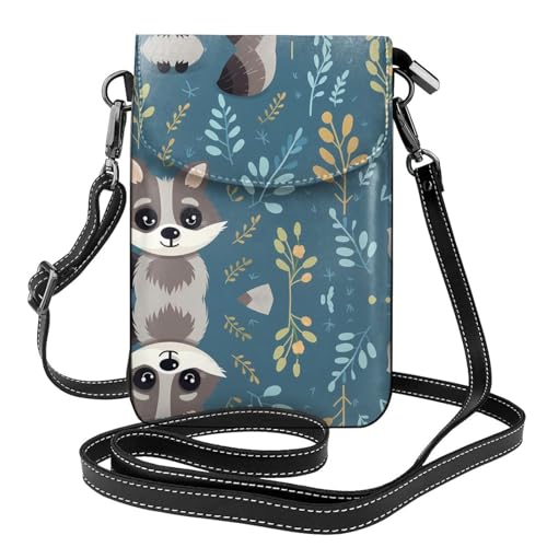 JKDGOJ Umhängetasche mit niedlichem Waschbär-Aufdruck, Handytasche, kleine Damengeldbörse, ein praktisches Geschenk zum Ausgehen, Trainieren und Einkaufen von JKDGOJ