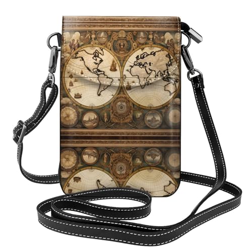 JKDGOJ Vintage Old World Map Prints Crossbody Tasche, Handytasche, Damen kleine Geldbörse, ein praktisches Geschenk geeignet zum Ausgehen, Trainieren und Einkaufen von JKDGOJ