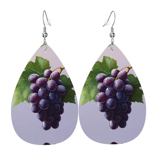 JKDGOJ Wassertropfen-Anhänger und Leder-Ohrringe mit Traubenmuster, geeignet als Feiertagsgeschenk für Frauen von JKDGOJ