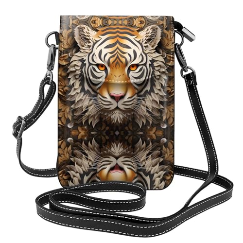 JKDGOJ Wild aussehende Tigerkopf-Print-Crossbody-Tasche, Handytasche, kleine Damengeldbörse, ein praktisches Geschenk zum Ausgehen, Trainieren und Einkaufen von JKDGOJ