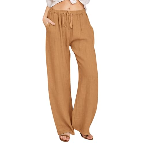 JKJFJKA Damen Baumwolle Leinen Hosen Mode 2024 Lässig Plus Größe Weit Bein Lounge Hosen Lose Passform Kordelzug Hose Mit Taschen Orange S Hose Plissee Damen Sporthosen Baggy Pants JKJFJKA Damen Baumwolle Leinen Hosen Mode 2024 Lässig Plus Größe Weit Bein Lounge Hosen Lose Passform Kordelzug Hose Mit Taschen Orange S Hose Plissee Damen Sporthosen Baggy Pants von JKJFJKA