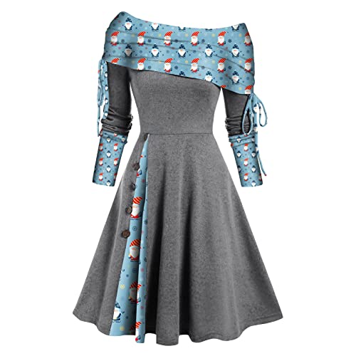 JKJFJKA Weihnachten Damen Kleider Weihnachten Plus Größe Winter-Weihnachten Kleider Kleid Für Damen Zu Weihnachten Plus-Weihnachtskleid Damen Plus Größe Weihnachten Kleider Sportkleid Für Weihnachten von JKJFJKA