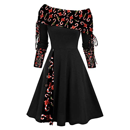 Maxi Weihnachtsfeier Kleider Wo.Ens Weihnachten Kleider Damen Vintage Weihnachtskleid Hässliches Weihnachtskleid Für Damen Damen Weihnachten Kleider Plus Size Weihnachten Swing Kleider von JKJFJKA