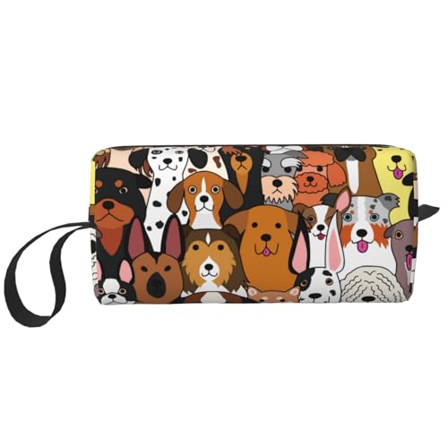 JKJOJIA Lustige Make-up-Tasche mit Mops-Motiv, kleine Kosmetiktasche, tragbare Reise-Kulturbeutel mit Griff, einfache Zubehöraufbewahrung, Reißverschlusstasche für Damen und Mädchen, Lustiges von JKJOJIA