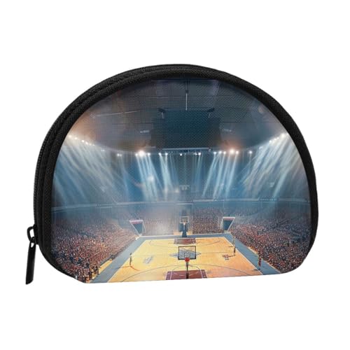 Basketball-bedruckte Münzbörse für Damen, niedlich, kleine Kleingeldbörse, Mini-Münzgeldbörse, Beutel mit Reißverschluss, Schwarz , Einheitsgröße, Münztasche von JKLQWC