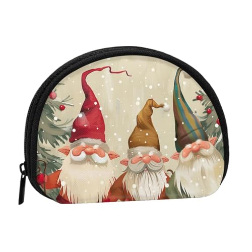 Bedruckte Münzbörse mit Weihnachtswichteln für Damen, niedlich, kleine Kleingeldbörse mit Reißverschluss, Schwarz , Einheitsgröße, Münztasche von JKLQWC