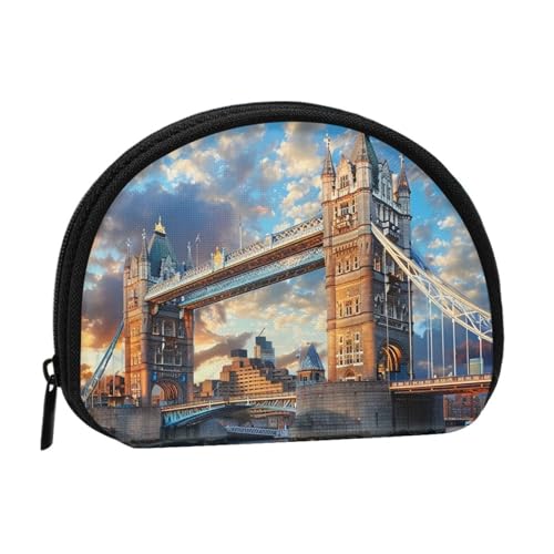 Bridge in London bedruckte Münzbörse für Damen, niedlich, kleine Kleingeldbörse mit Reißverschluss, Schwarz , Einheitsgröße, Münztasche von JKLQWC