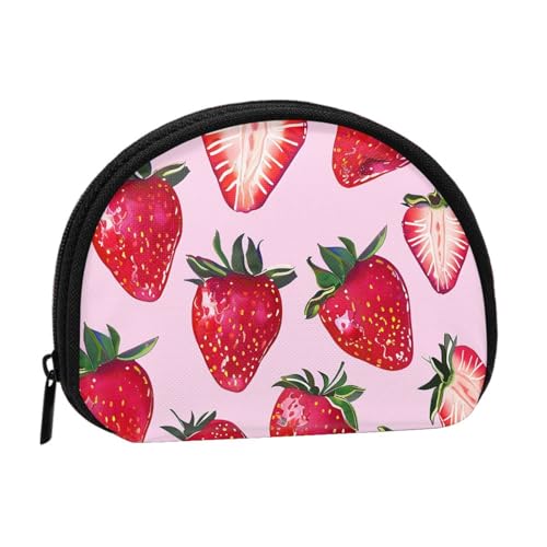 Bright Strawberries Printed Coin Purse for Women Cute Small Change Wallet Mini Coin Purses Pouch with Zipper, Schwarz , Einheitsgröße, Münztasche von JKLQWC