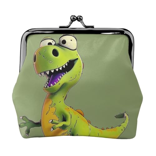 Cartoon-Dinosaurier-Münzgeldbörse für Damen, niedliches PU-Leder, Münzgeldbörse, Mini-Münzgeldbörse mit Kuss-Lock, Schwarz , Einheitsgröße, Münztasche von JKLQWC