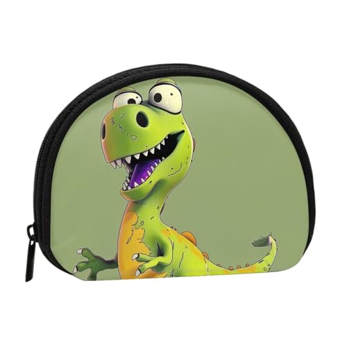 Cartoon-Dinosaurier-bedruckte Münzbörse für Damen, niedlich, kleine Kleingeldbörse, Mini-Münzgeldbörse, Beutel mit Reißverschluss, Schwarz , Einheitsgröße, Münztasche von JKLQWC