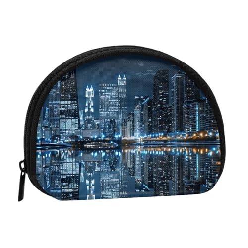 Chicago Reflektierend bedruckte Münzbörse für Damen, niedlich, kleine Kleingeldbörse, Mini-Münzgeldbörse, Beutel mit Reißverschluss, Schwarz , Einheitsgröße, Münztasche von JKLQWC
