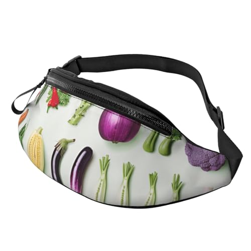 Einführung von verschiedenen Gemüsesorten bedruckte Hüfttasche mit Kopfhöreranschluss, personalisierte Bauchtaschen, Uni, Laufen, Wandern, Crossbody-Tasche für Männer und Frauen, Schwarz von JKLQWC