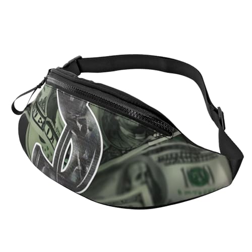 Gürteltasche mit Dollarzeichen-Gelddruck, mit Kopfhöreranschluss, personalisierte Bauchtaschen, Unisex, Laufen, Wandern, Crossbody-Tasche für Männer und Frauen, Schwarz , Einheitsgröße, Sling von JKLQWC