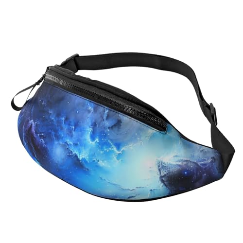 Gürteltasche mit Kopfhöreranschluss, Motiv: Blaue Galaxie, personalisierbar, Unisex, Laufen, Wandern, Crossbody-Tasche für Männer und Frauen, Schwarz , Einheitsgröße, Sling Rucksäcke von JKLQWC