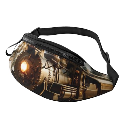 Gürteltasche mit Zug- und Eisenbahn-Motiv, mit Kopfhöreranschluss, personalisierte Bauchtaschen, Unisex, Laufen, Wandern, Crossbody-Tasche für Männer und Frauen, Schwarz , Einheitsgröße, Sling von JKLQWC