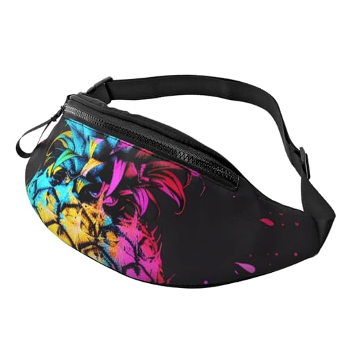 Gürteltasche mit buntem Ananas-Druck, mit Kopfhöreranschluss, personalisierte Bauchtaschen, Unisex, Laufen, Wandern, Crossbody-Tasche für Männer und Frauen, Schwarz , Einheitsgröße, Sling Rucksäcke von JKLQWC