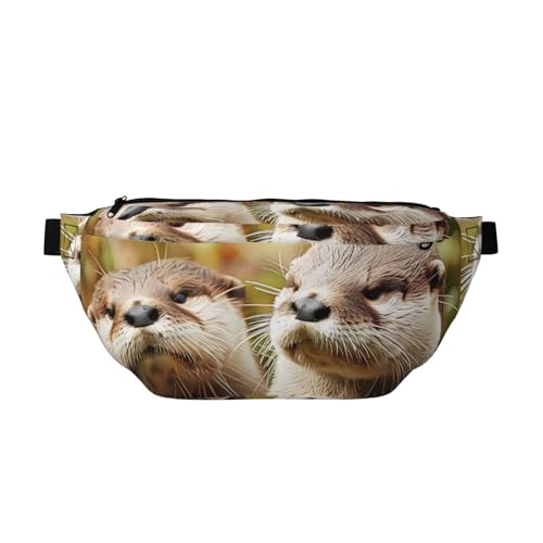 Gürteltasche mit süßem Otter-Motiv, für Herren und Damen, verstellbare Bauchtasche, Hüfttasche, Reisetasche, Crossbody-Tasche, Sport, Laufen, Wandern, Schwarz , Einheitsgröße, Wanderrucksack von JKLQWC