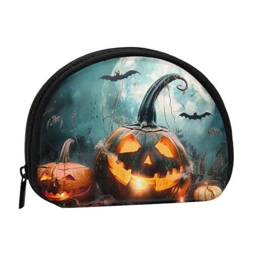 Halloween und Fledermaus bedruckte Münzbörse für Frauen, niedlich, kleine Kleingeldbörse, Mini-Münzgeldbörse, Beutel mit Reißverschluss, Schwarz , Einheitsgröße, Münztasche von JKLQWC