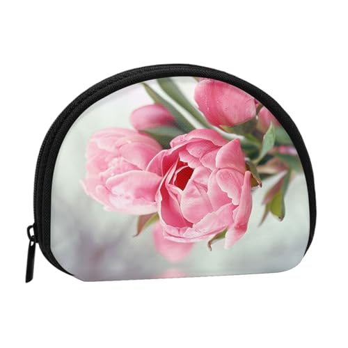 Hübsche Geldbörse mit Blumenmuster für Damen, niedlich, kleine Kleingeldbörse, Mini-Münzgeldbörse, Beutel mit Reißverschluss, Schwarz , Einheitsgröße, Münztasche von JKLQWC
