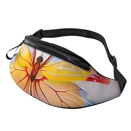 Hübsche Hüfttasche mit Schmetterlingsdruck, mit Kopfhöreranschluss, personalisierte Bauchtaschen, Unisex, Laufen, Wandern, Crossbody-Tasche für Männer und Frauen, Schwarz , Einheitsgröße, Sling von JKLQWC