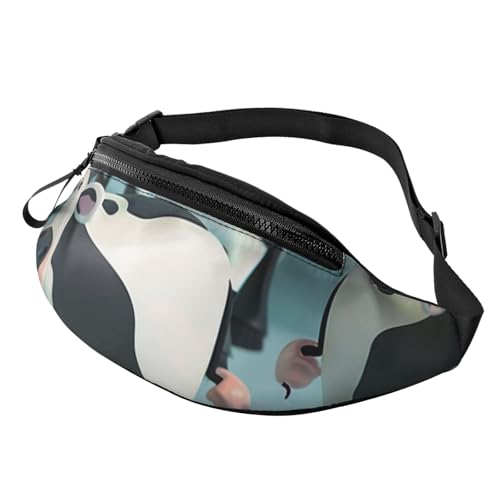 Hüfttasche mit Cartoon-Kuh-Motiv, mit Kopfhöreranschluss, personalisierte Bauchtaschen, Uni, Laufen, Wandern, Crossbody-Tasche für Männer und Frauen, Schwarz , Einheitsgröße von JKLQWC