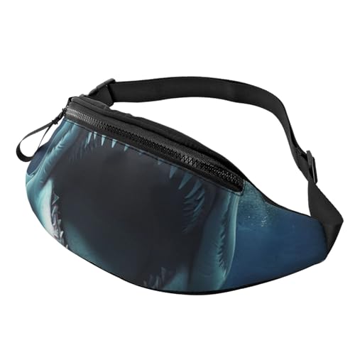 Hüfttasche mit Hai-Motiv, mit Kopfhöreranschluss, personalisierbar, Unisex, Laufen, Wandern, Crossbody-Tasche für Männer und Frauen, Schwarz , Einheitsgröße, Sling Rucksäcke von JKLQWC