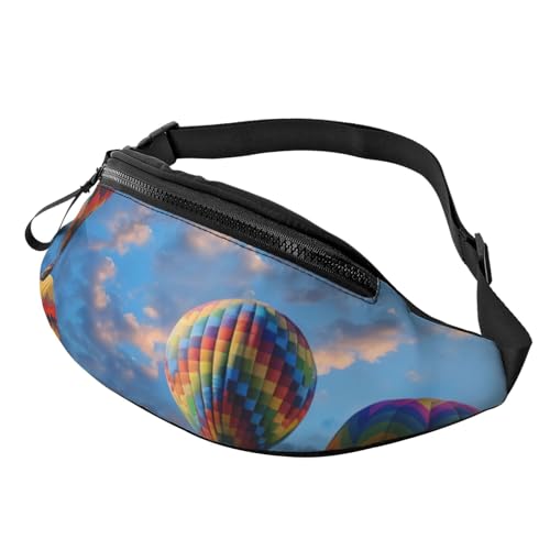 Hüfttasche mit Heißluftballon-Druck, mit Kopfhöreranschluss, personalisierte Bauchtasche, Unisex, Laufen, Wandern, Crossbody-Tasche für Männer und Frauen, Schwarz , Einheitsgröße, Sling Rucksäcke von JKLQWC