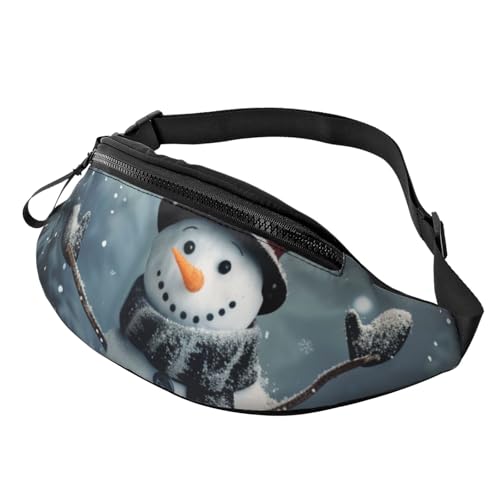 Hüfttasche mit Motiv Weihnachtsmotiv "Happy Snowman", mit Kopfhöreranschluss, personalisierbar, Uni, Laufen, Wandern, Crossbody-Tasche für Männer und Frauen, Schwarz , Einheitsgröße von JKLQWC