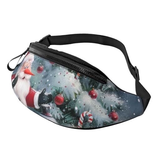 Hüfttasche mit Weihnachtsmann-Motiv, bedruckt, mit Kopfhöreranschluss, Uni, zum Laufen, Wandern, Crossbody-Tasche für Damen und Herren, Schwarz , Einheitsgröße von JKLQWC