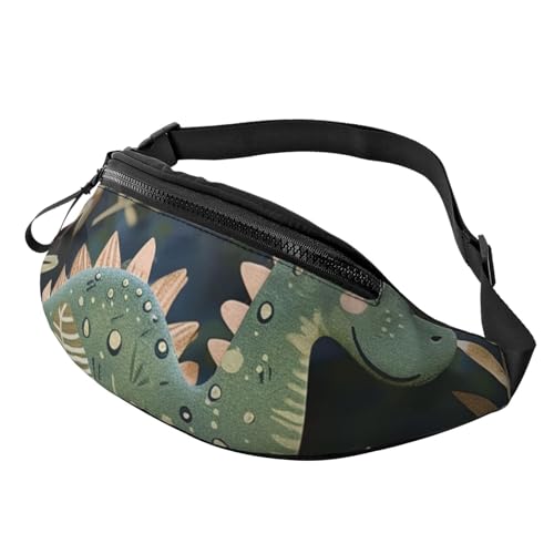 Hüfttasche mit niedlichem Dinosaurier-Aufdruck, mit Kopfhöreranschluss, personalisierte Bauchtaschen, Uni, Laufen, Wandern, Crossbody-Tasche für Männer und Frauen, Schwarz , Einheitsgröße von JKLQWC