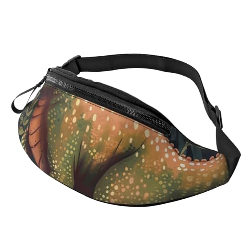 Hüfttasche mit niedlichem Dinosaurier-Aufdruck, mit Kopfhöreranschluss, personalisierte Bauchtaschen, Unisex, Laufen, Wandern, Crossbody-Tasche für Männer und Frauen, Schwarz , Einheitsgröße, Sling von JKLQWC