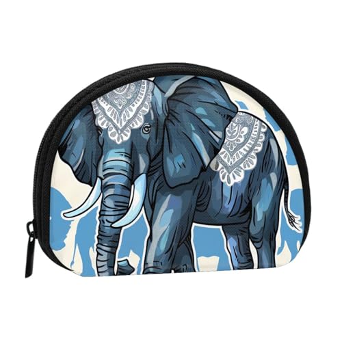 JKLQWC Azteken-Elefanten-bedruckte Münzbörse für Damen, niedlich, kleine Kleingeldbörse, Mini-Münzgeldbörse, Beutel mit Reißverschluss, Schwarz , Einheitsgröße, Modern von JKLQWC