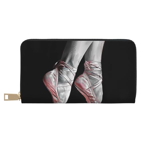 JKLQWC Balletttänzerin bedruckte lange Geldbörse für Damen und Herren, stilvolle und niedliche PU-Leder-Geldbörse mit Münzgeldbörse und Kreditkartenfach, weiß, Einheitsgröße, Modern von JKLQWC