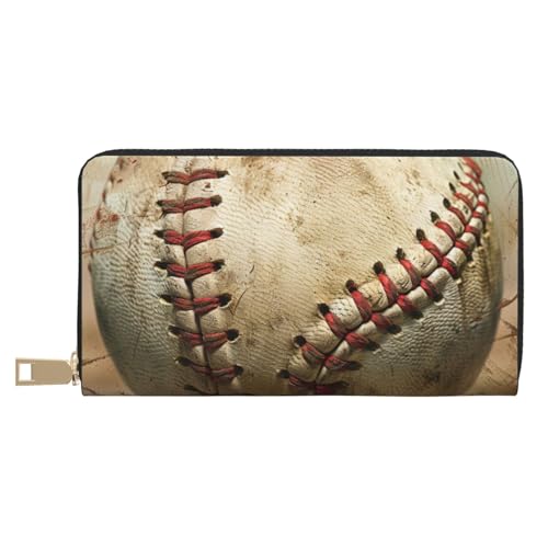 JKLQWC Baseball 1 bedruckte lange Geldbörse für Damen und Herren, lustige PU-Leder-Geldbörse mit Münzgeldbörse und Kartenhalter, weiß, Einheitsgröße, Modern von JKLQWC