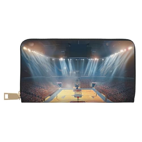 JKLQWC Basketball-bedruckte lange Geldbörse für Damen und Herren, lustige PU-Leder-Geldbörse mit Münzgeldbörse und Kartenhalter, weiß, Einheitsgröße, Modern von JKLQWC