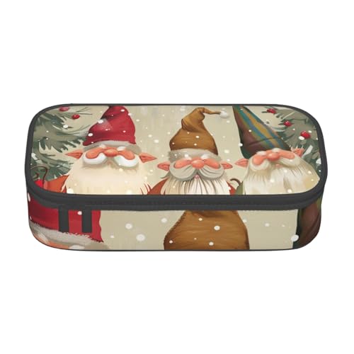 JKLQWC Bedrucktes Federmäppchen mit Weihnachts-Zwergen, niedliches Stifteetui, großes Fassungsvermögen, Reißverschluss, Federmäppchen, Organizer für Büro, Schule, Reisen, Schwarz , Einheitsgröße von JKLQWC