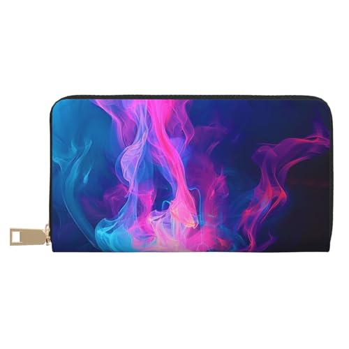 JKLQWC Blaue und feuerbedruckte lange Geldbörse für Damen und Herren, stilvolle und niedliche PU-Leder-Geldbörse mit Münzgeldbörse und Kreditkartenfach, weiß, Einheitsgröße, Modern von JKLQWC