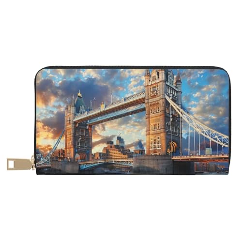 JKLQWC Bridge in London bedruckte lange Geldbörse für Damen und Herren, lustige PU-Leder-Geldbörse mit Münzgeldbörse und Kartenhalter, weiß, Einheitsgröße, Modern von JKLQWC
