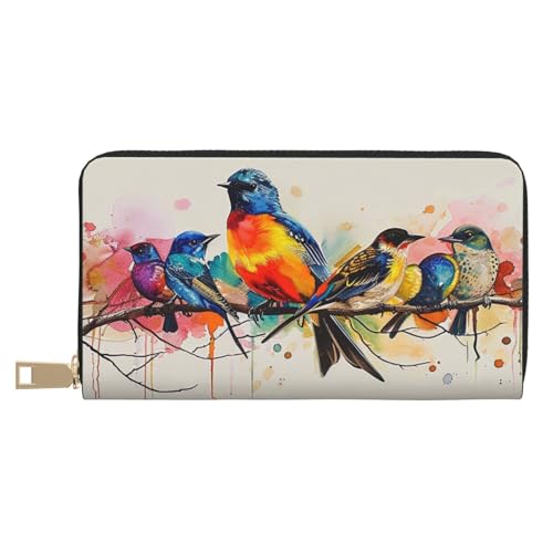 JKLQWC Bunte Geldbörse mit Vogelmotiv, für Damen und Herren, lustiges PU-Leder, Geldbörse mit Münzfach und Kartenhalter, weiß, Einheitsgröße, Modern von JKLQWC