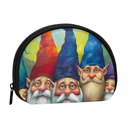 JKLQWC Bunte Zwerge bedruckte Münzbörse für Damen, niedlich, kleine Kleingeldbörse, Mini-Münzgeldbörse mit Reißverschluss, Schwarz , Einheitsgröße, Modern von JKLQWC